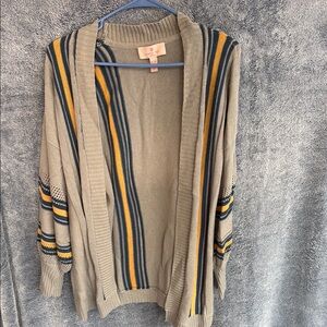 Laurie Felt Gray and Yellow Cardigan Sweater
